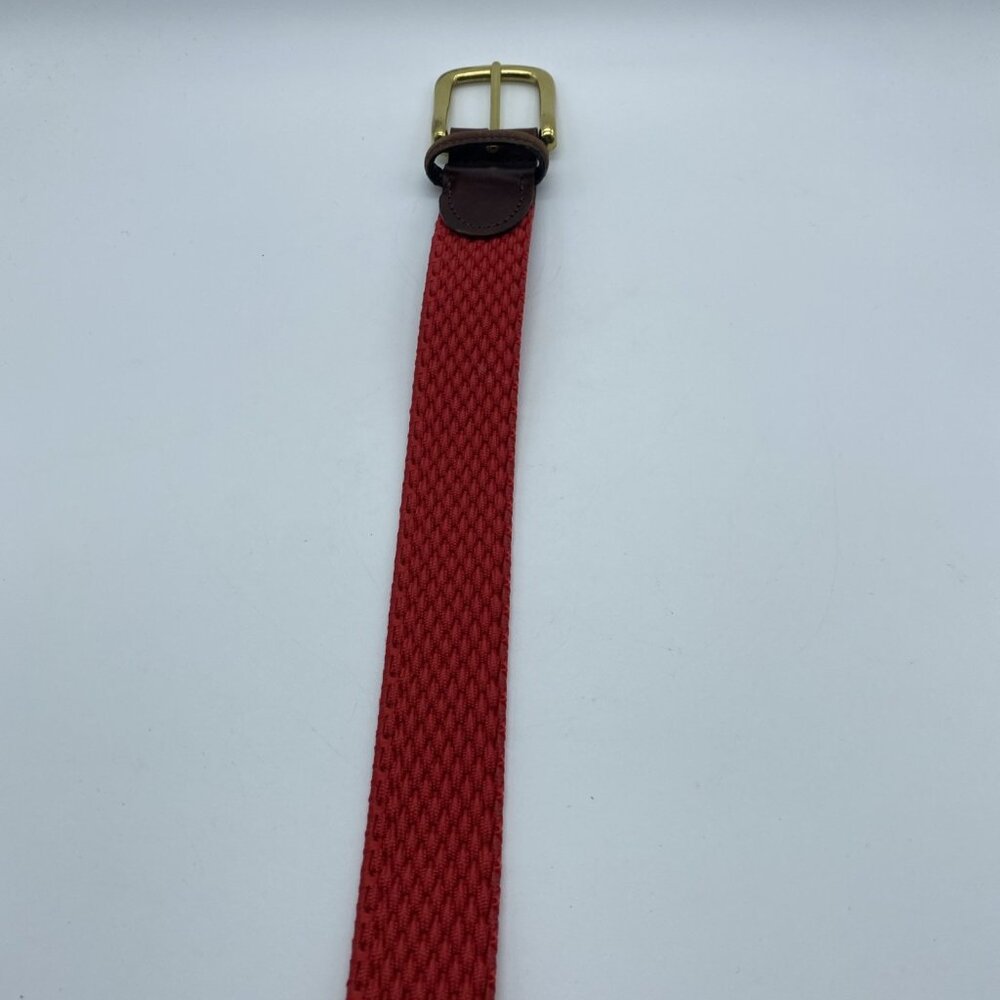 Red Woven Stretch Belt w/ Leather Tabs Men's Size 42 Made in USA - Picture 5 of 11